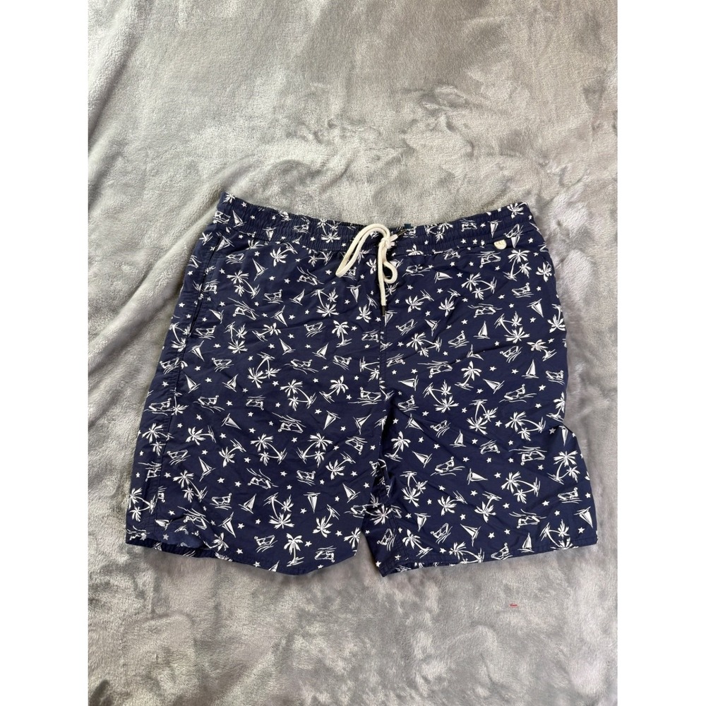 Polo Ralph Lauren Swim Trunks L Blue Mens Ski AOP Print Graphic Shorts